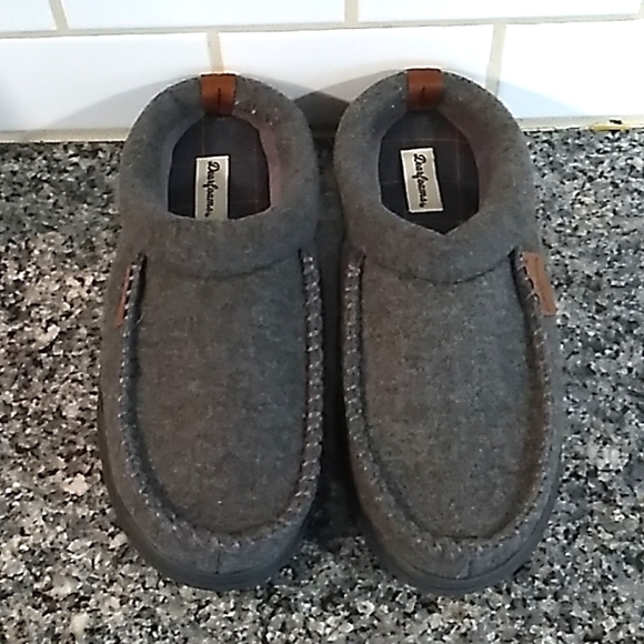 Dearfoams Men's Gray Hard Bottom Wool Blend Memory Foam Slippers. Size 8-9 - Picture 3 of 8